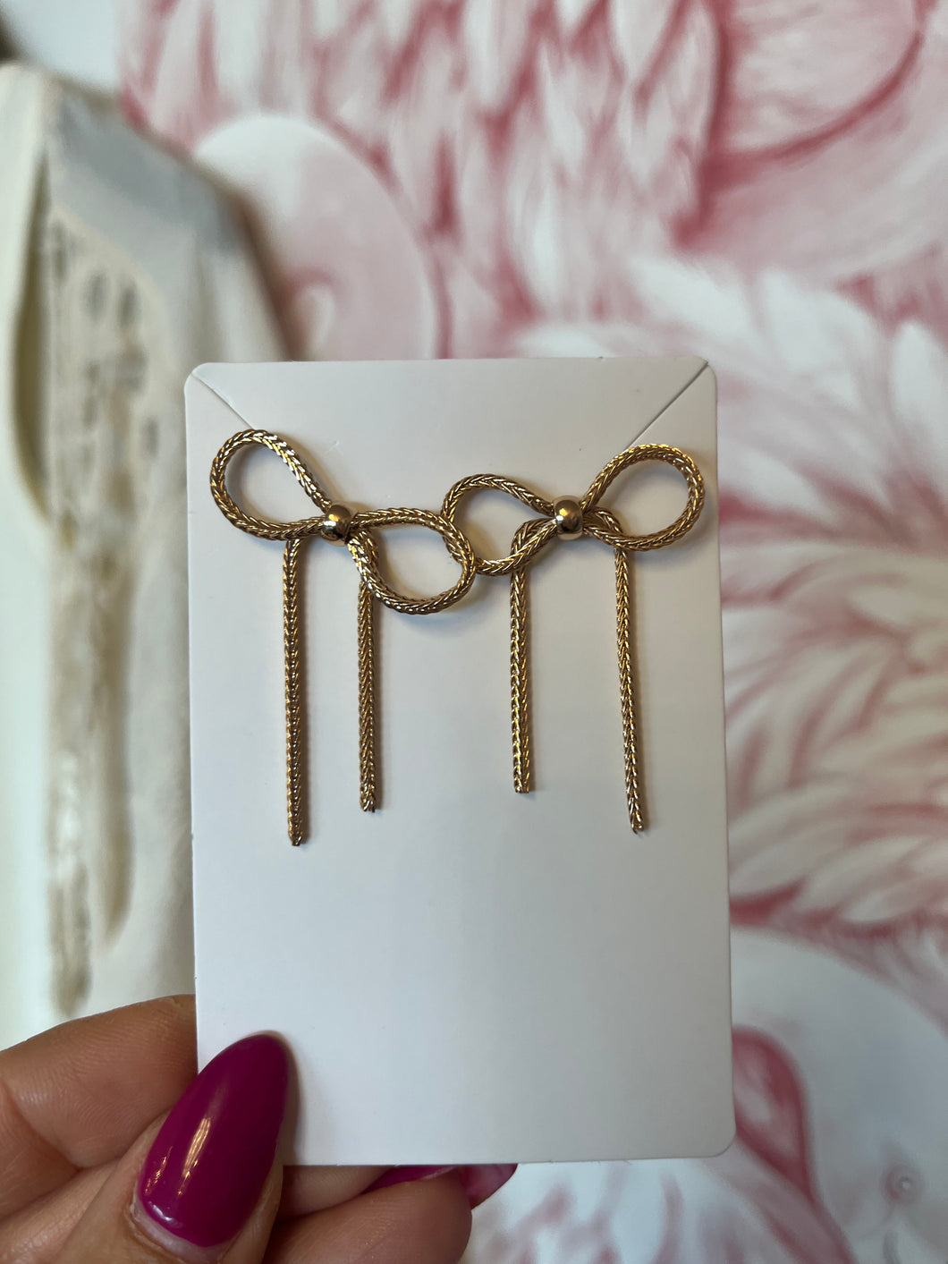 Karli Gold Chain Bow Earrings