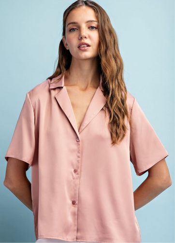 Maci Satin Button Down Top