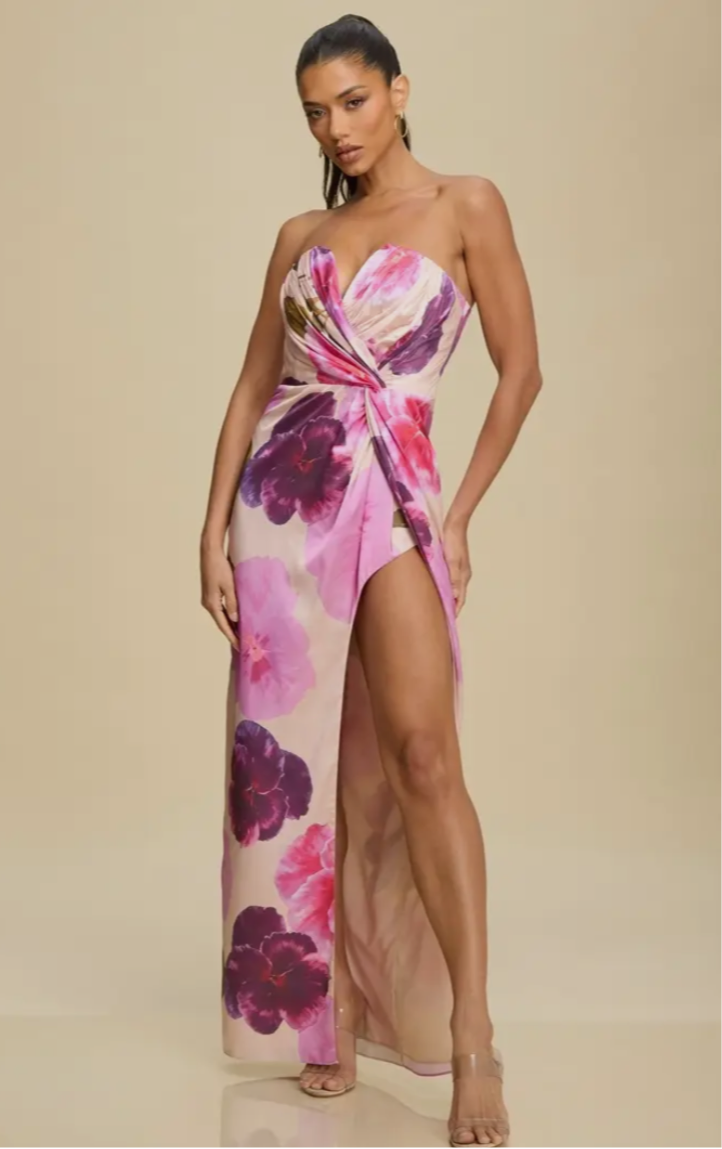 Jillian Floral Strapless Maxi Dress