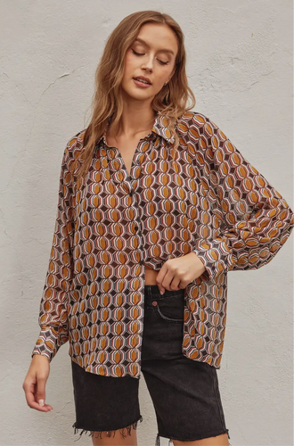 Lauren Printed Button Down Top
