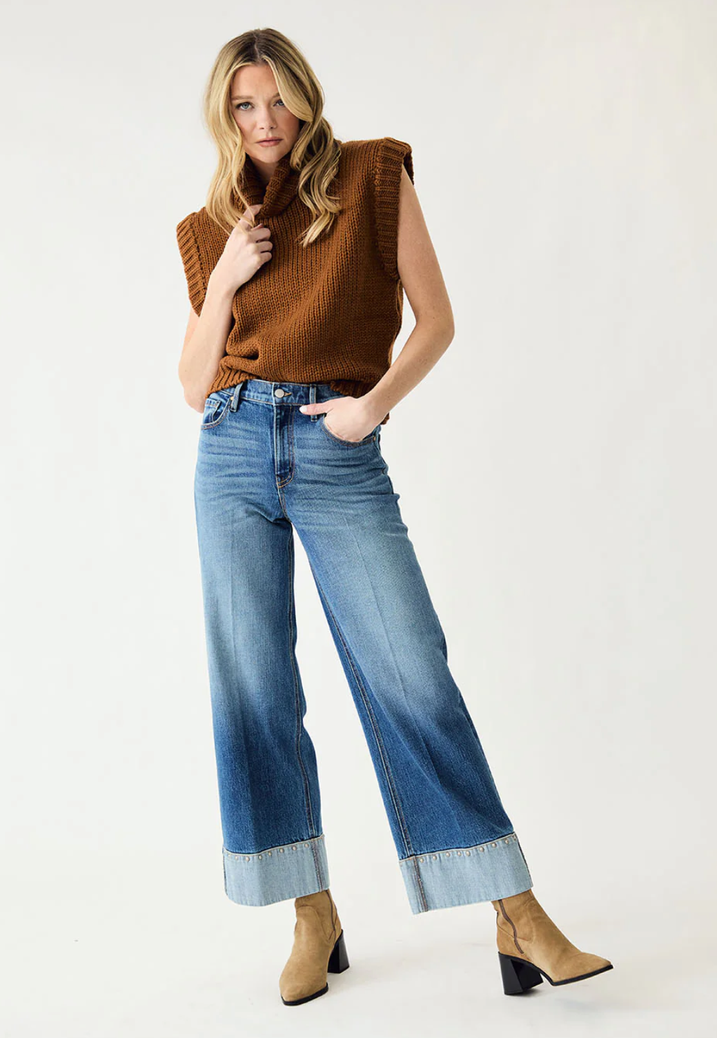 Parker Studded Wide Leg Jeans