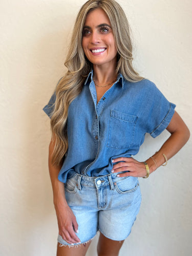 Cherise Chambray Top