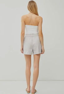 Ryann Classic Pleated Linen Shorts