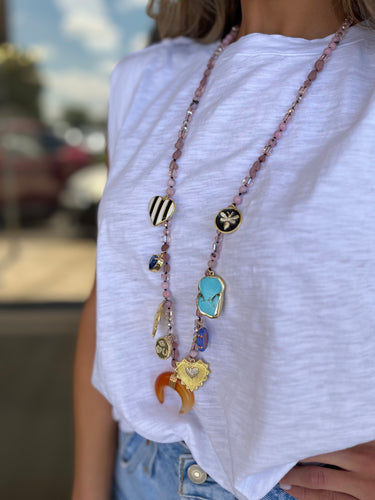 Bombshell Beaded Charm Necklace