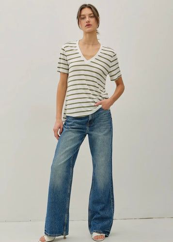 Serena Striped V-Neck Tee