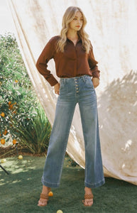 Josephine Button Down Wide Leg Jeans